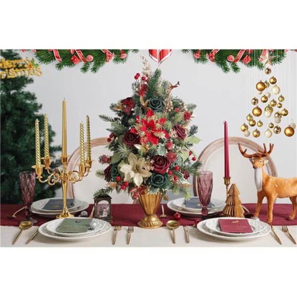 Flora Artificial Christmas Flowers Greenery Combo Box Set Faux Flowers Bulk - Picture 2 of 7